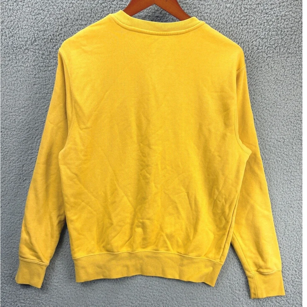 Nike Sportswear Swoosh Crewneck Sweatshirt Mens S Yellow Embroidered Pullover